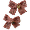 Della Chenille Lace Double Bow Clip, Rose - Hair Accessories - 1 - thumbnail