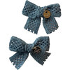 Della Chenille Lace Double Bow Clip, Powder Blue - Hair Accessories - 1 - thumbnail