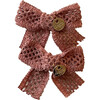 Della Chenille Lace Double Bow Clip, Rose - Hair Accessories - 2