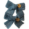 Della Chenille Lace Double Bow Clip, Powder Blue - Hair Accessories - 2