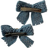 Della Chenille Lace Double Bow Clip, Powder Blue - Hair Accessories - 3