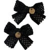 Della Chenille Lace Double Bow Clip, Black - Hair Accessories - 1 - thumbnail