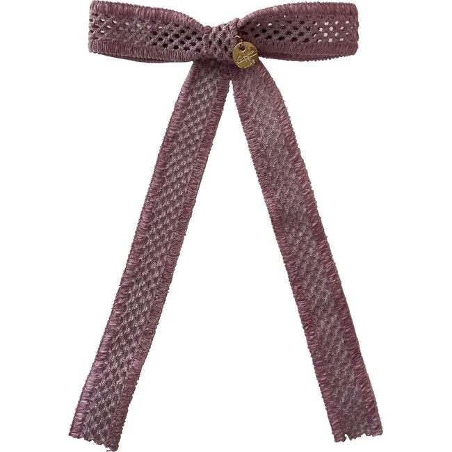 Della Chenille Lace Bow Long Tail Clip, Lavender