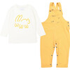 Bunny T-Shirt and Dungarees, Yellow - Mixed Apparel Set - 1 - thumbnail