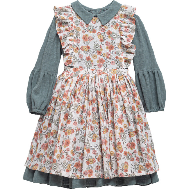 Philippa Dress, Blue & Floral Print - Dresses - 1