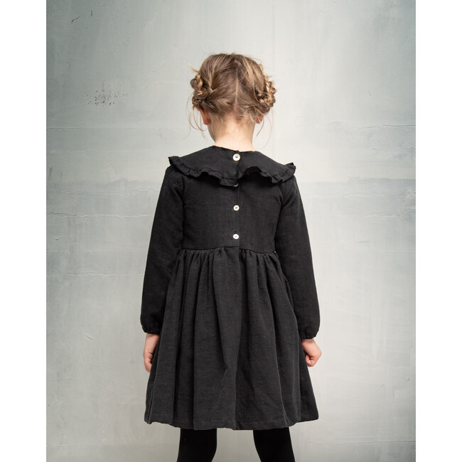 Giselle Dress, Black Linen - Dresses - 3