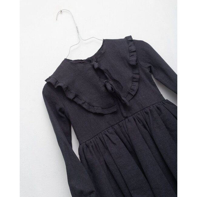 Giselle Dress, Black Linen - Dresses - 4