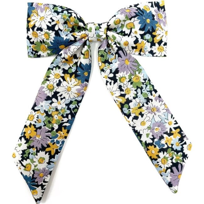Classic Bow Clip, Liberty Blue Daisies - Hair Accessories - 1