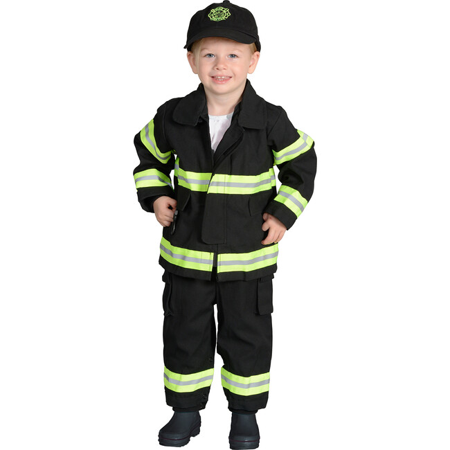Jr. Firefighter Suit with Embroidered Cap, Black - Costumes - 1