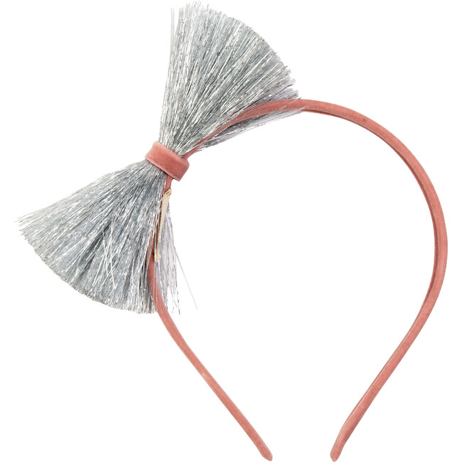 Silver Tinsel Bow Headband - Costumes - 1