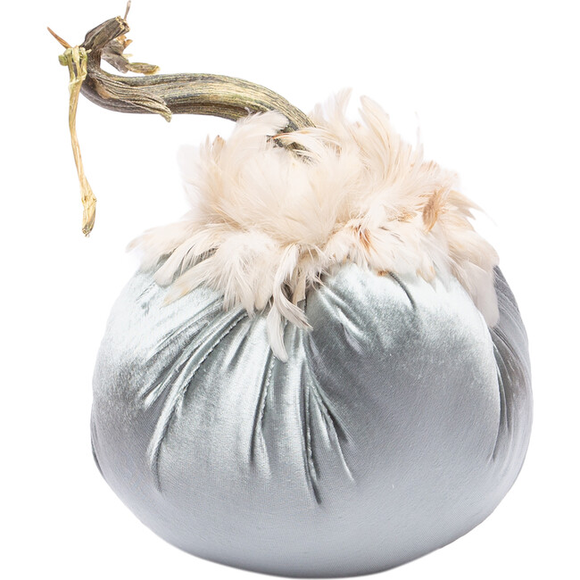 Feathered Velvet Pumpkin, Blue Ice - Accents - 1