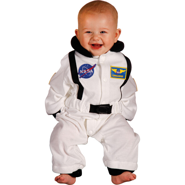 Jr. Astronaut Romper, White 6-12m