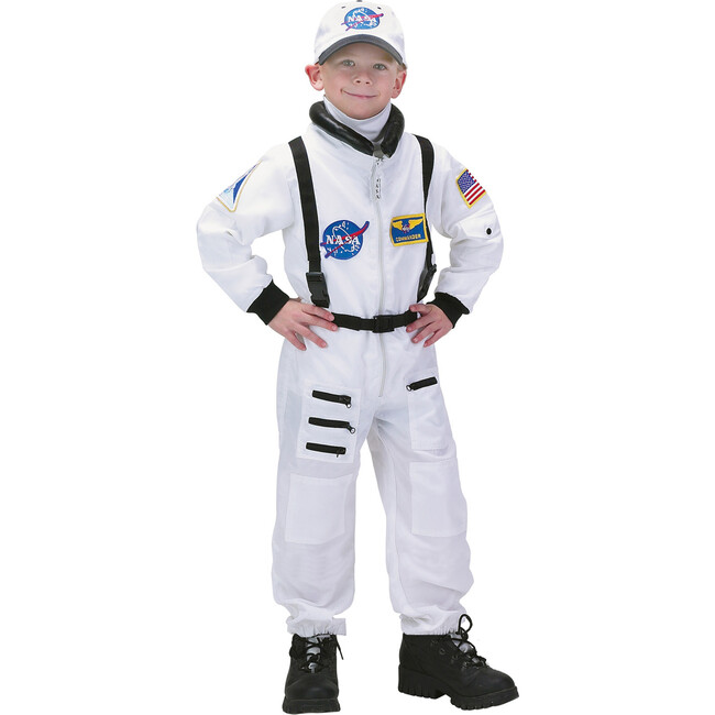Jr. Astronaut Suit with Embroidered Cap, White