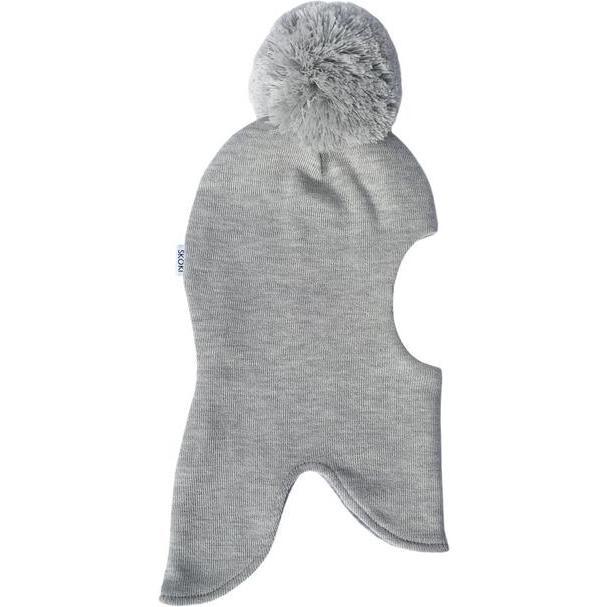Knit Balaclava with Pom, Cool Grey - Hats - 1