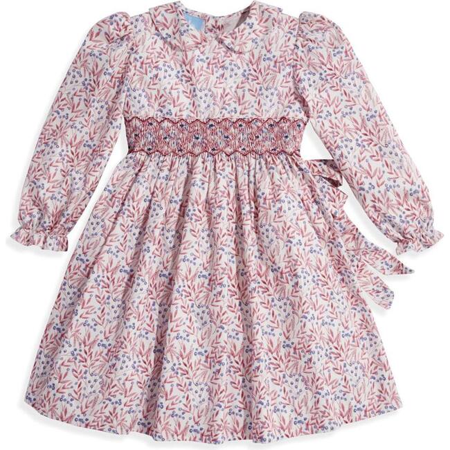 Smocked Peter Pan Dress, Plum Blossom - Dresses - 1