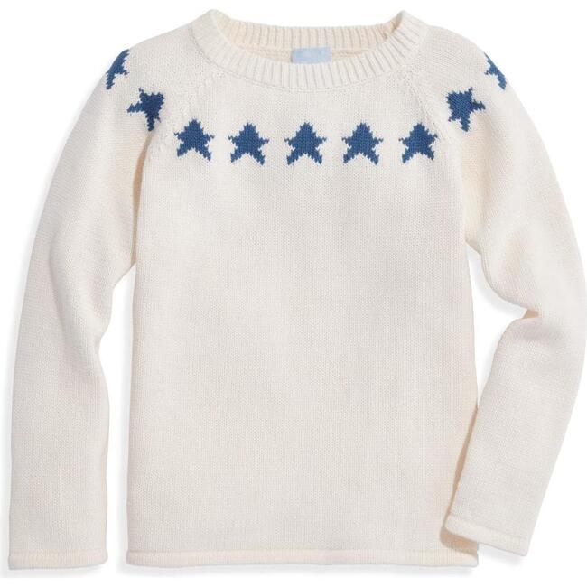 Intarsia Star Pullover, Ivory - Sweatshirts - 1