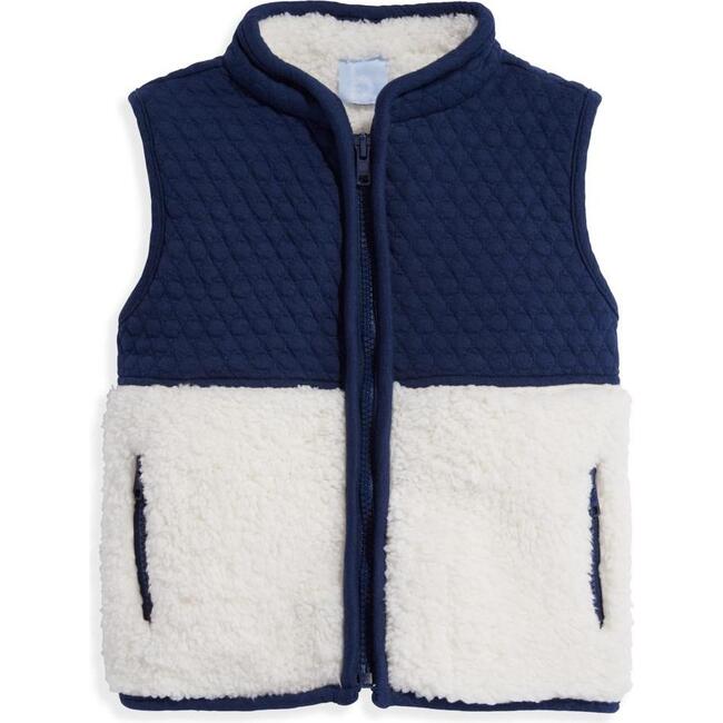 Sherpa Vest, Navy with Ivory - Vests - 1