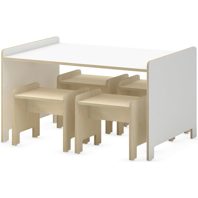 Juno Playtable And Stools Set, White - Play Tables - 1