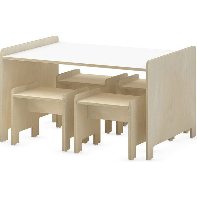Juno Playtable And Stools Set, Natural - Play Tables - 1