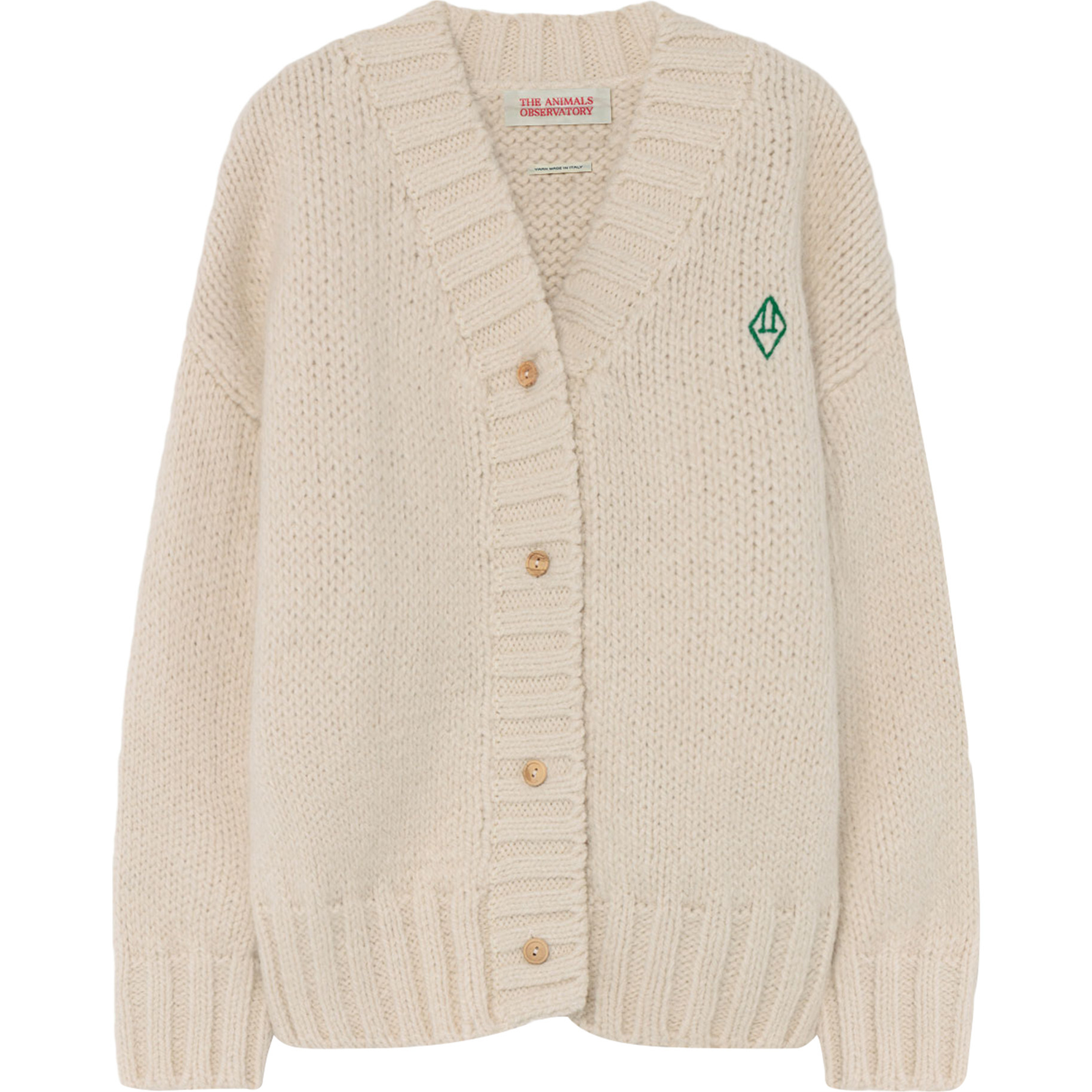 Plain Racoon Kids Cardigan, Raw White Logo The Animals