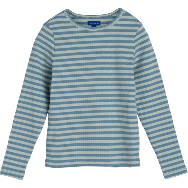 Ruby Ribbed Long Sleeve, Sage & Blue - Shirts - 1
