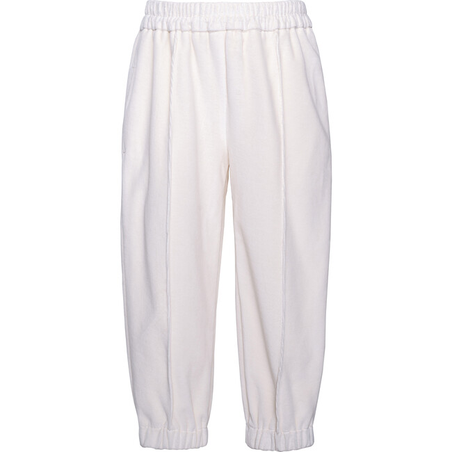 Velvet Logo Pants, White - Sweatpants - 1