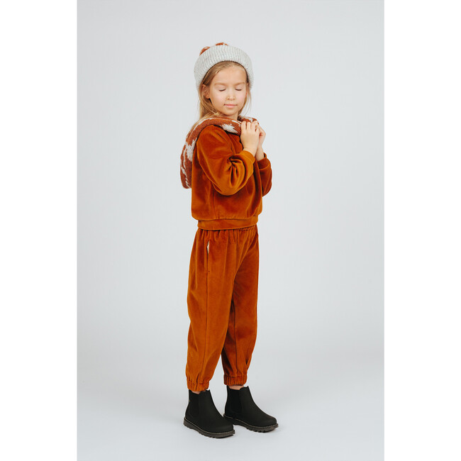 Velvet Logo Pants, Brown - Sweatpants - 2