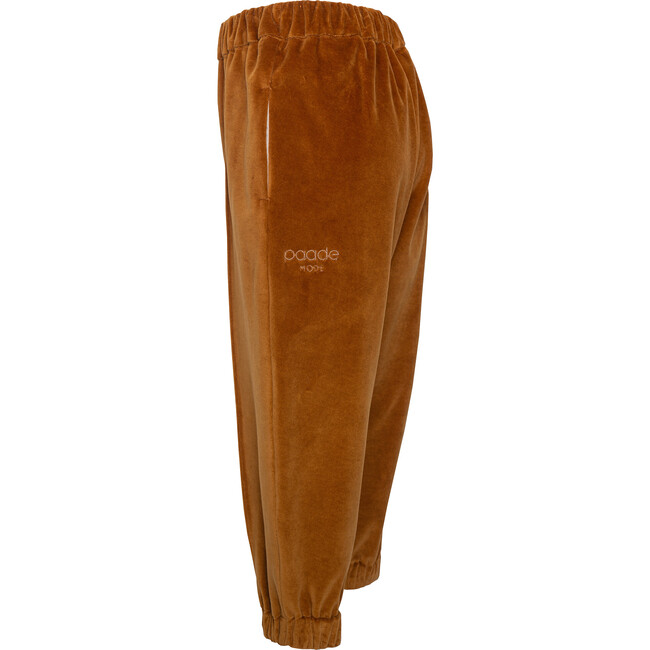 Velvet Logo Pants, Brown - Sweatpants - 3