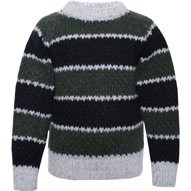 Wool Sweater Striped Green, Black - Sweaters - 1