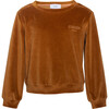 Velvet Logo Sweatshirt, Brown - Sweatshirts - 1 - thumbnail