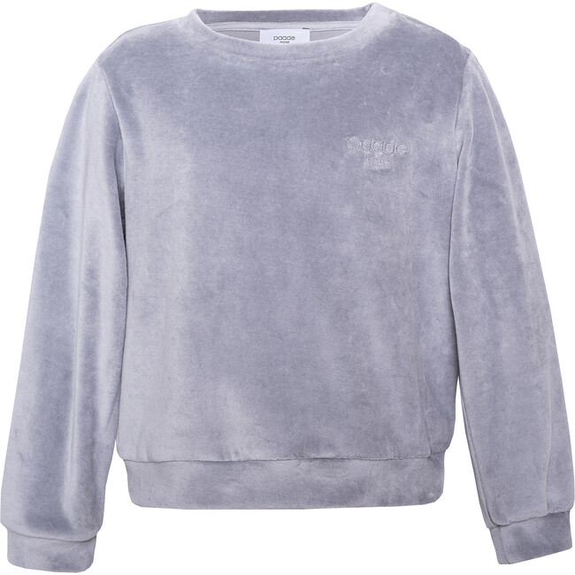 Velvet Logo Sweatshirt, Grey - Sweatshirts - 1