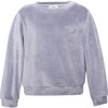 Velvet Logo Sweatshirt, Grey - Sweatshirts - 1 - thumbnail