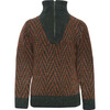Wool Zipped Sweater Pine Green, Brown - Sweaters - 3
