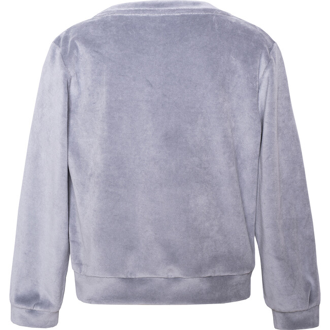 Velvet Logo Sweatshirt, Grey - Sweatshirts - 3