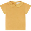 Organic Woven Short Sleeve Collared Shirt, Mustard Yellow - Shirts - 1 - thumbnail