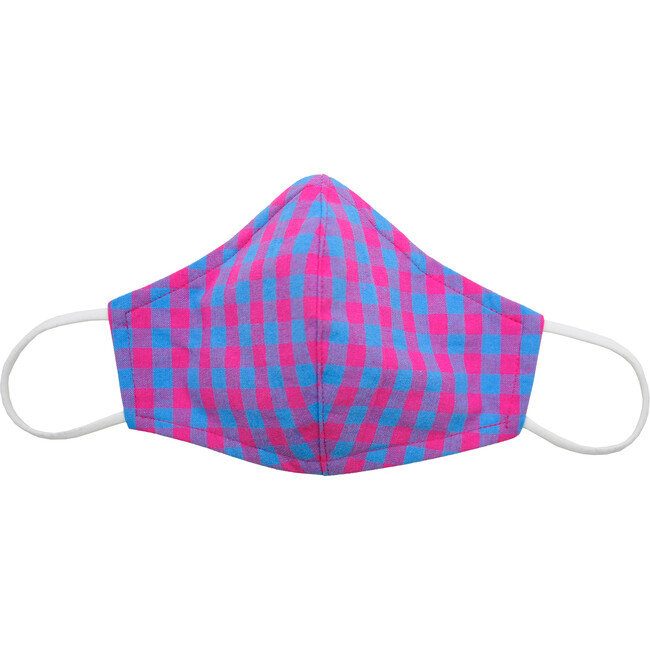 Cotton Face Mask, Pink Turquoise Check