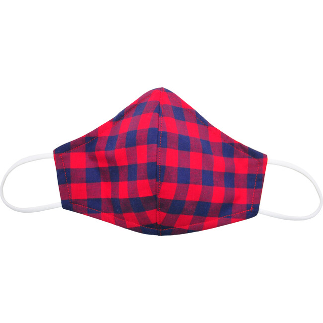 Cotton Face Mask, Red Navy Check - Other Accessories - 1