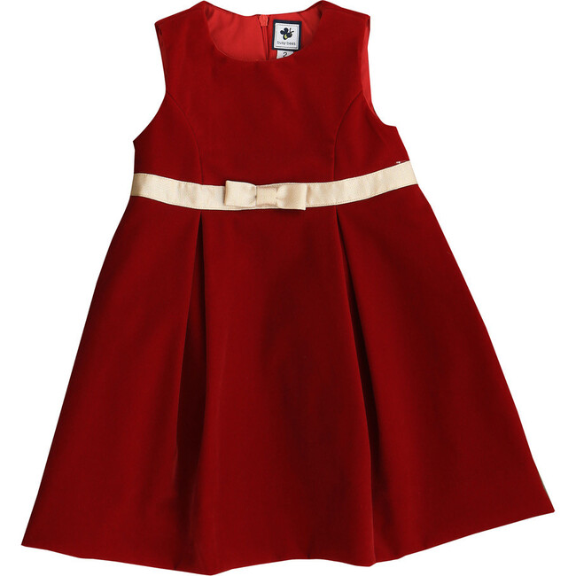 Gemma Velvet Party Dress, Red - Dresses - 1