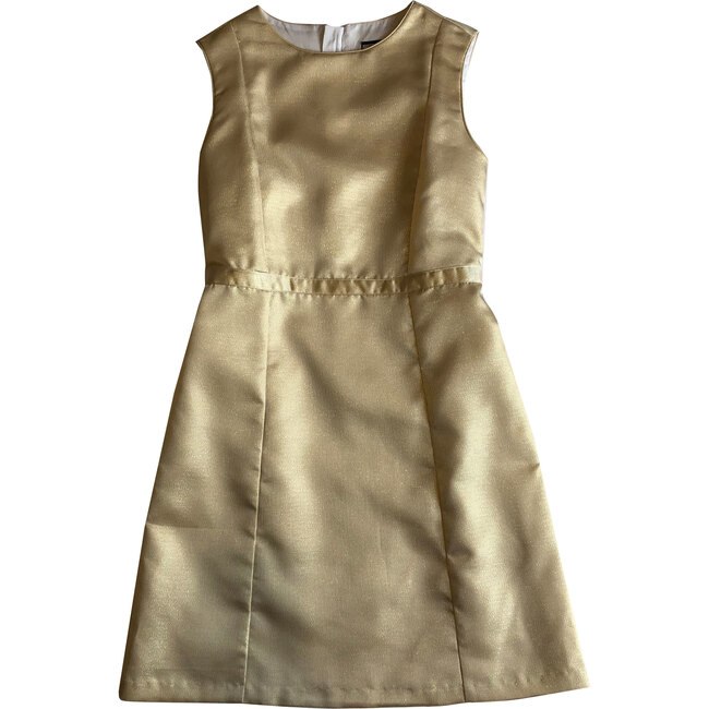 Victoria Tween A Line Shift Dress, Gold Shimmer - Dresses - 1