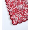 Set of 4 Cockail Napkins, Holiday Floral with Crimson Trim - Party - 4