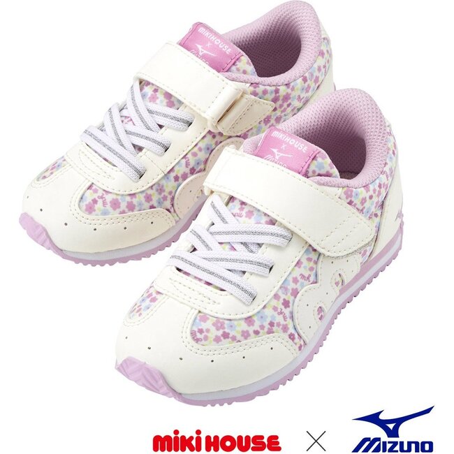 Miki House & Mizuno Kids Shoes, Floral White