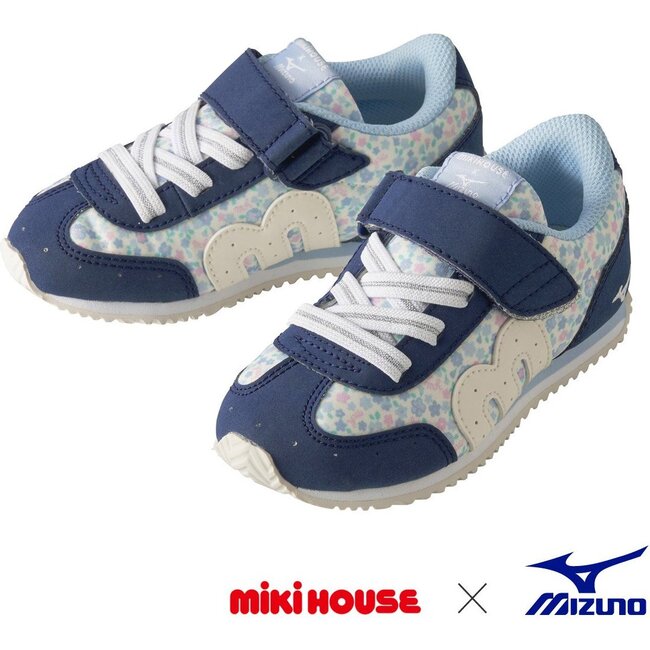 Miki House & Mizuno Kids Shoes, Floral Navy