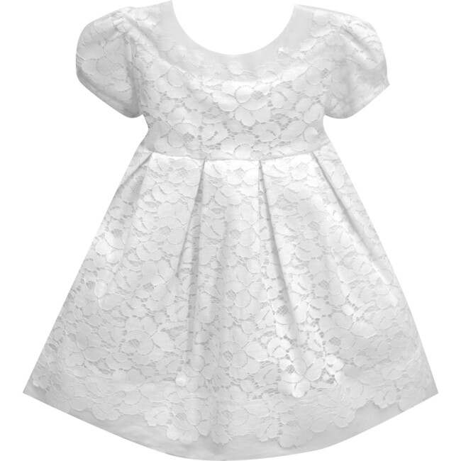 Gala Lace Baby Dress, White Cotton