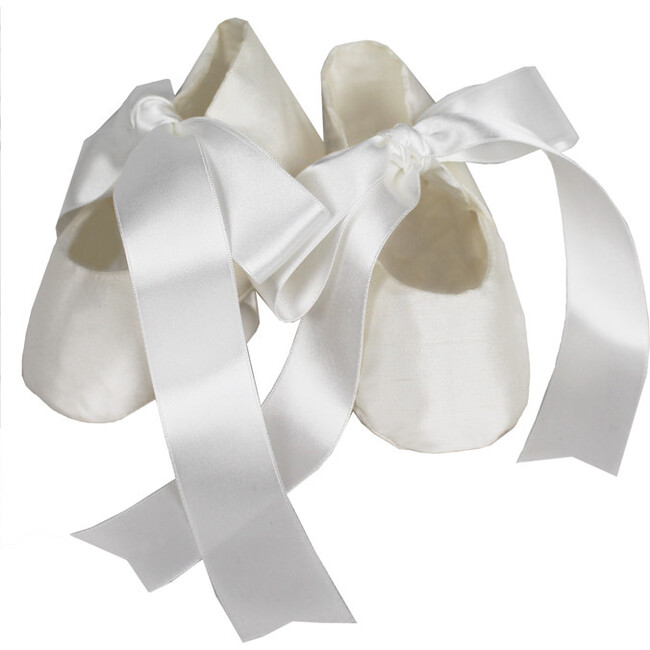 Bow Booties, White Silk - Booties - 1