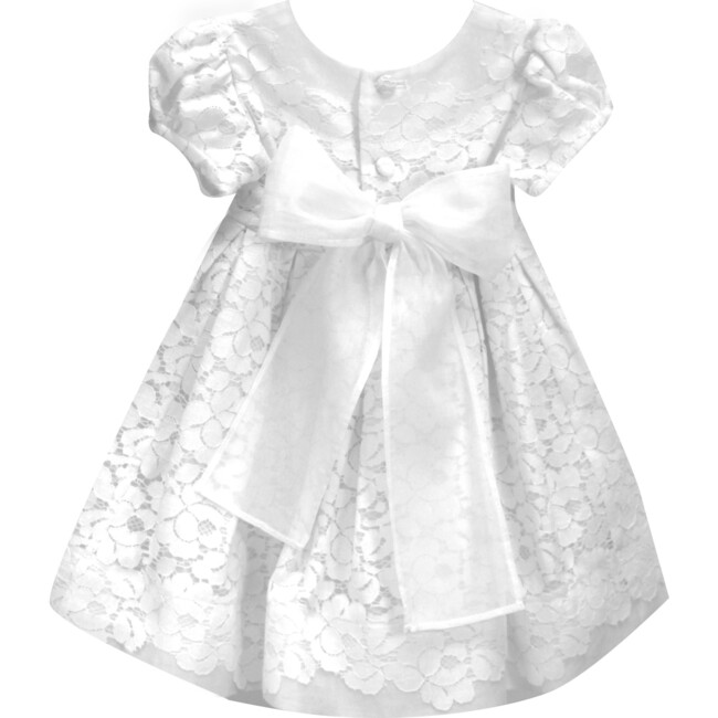 Gala Lace Baby Dress, White Cotton