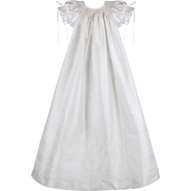 Garland Gown & Bonnet, White Silk - Ceremonial Dresses - 1