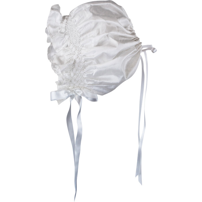 Garland Gown & Bonnet, White Silk - Ceremonial Dresses - 2