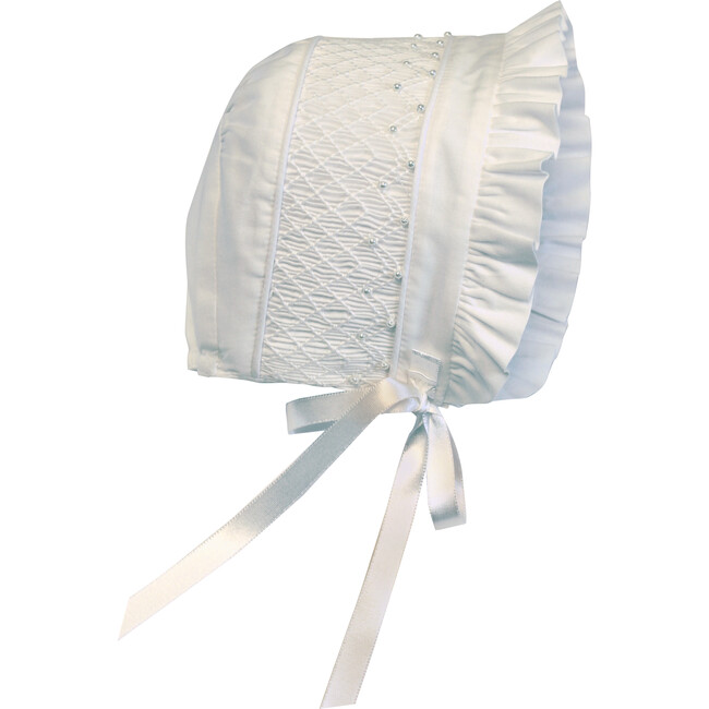 Pearl Gown & Bonnet, White Cotton - Ceremonial Dresses - 4