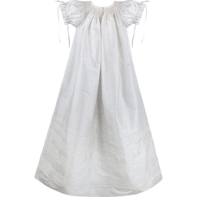 Garland Gown & Bonnet, White Silk - Ceremonial Dresses - 4