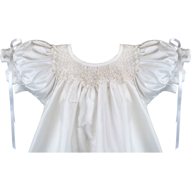 Garland Gown & Bonnet, White Silk - Ceremonial Dresses - 5